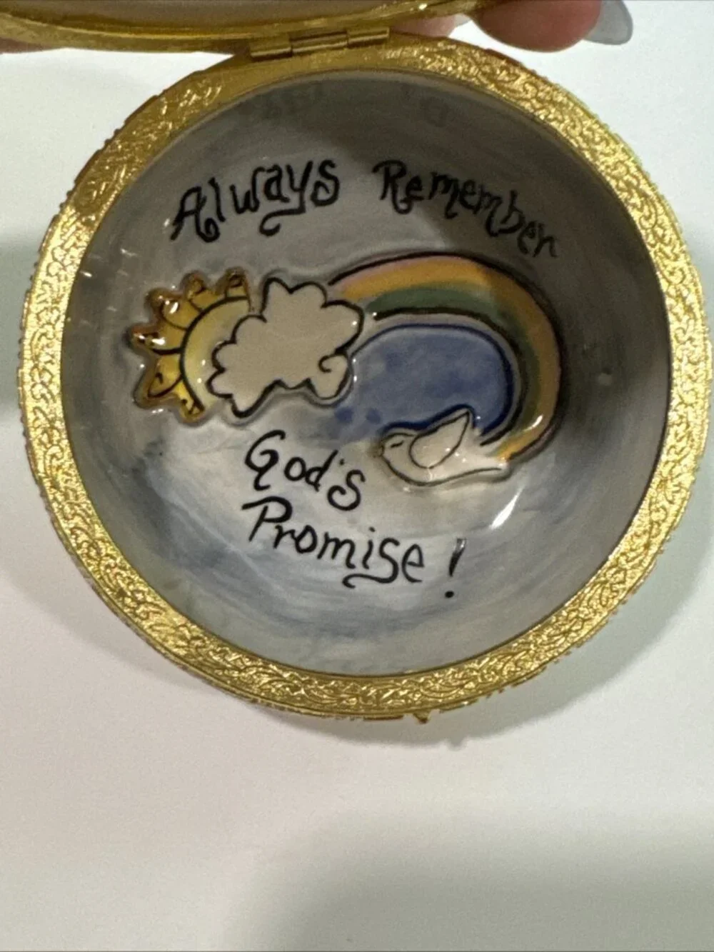 Blue Sky Oversized Noah's Ark Trinket Box Rainbow Clouds 